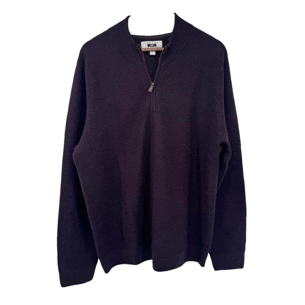 Joseph Abboud Mens Merino Wool Quarter Zip Sweater Purple black pattern Holiday